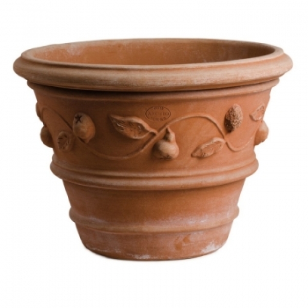 große Terracotta Vase mit Zitronen